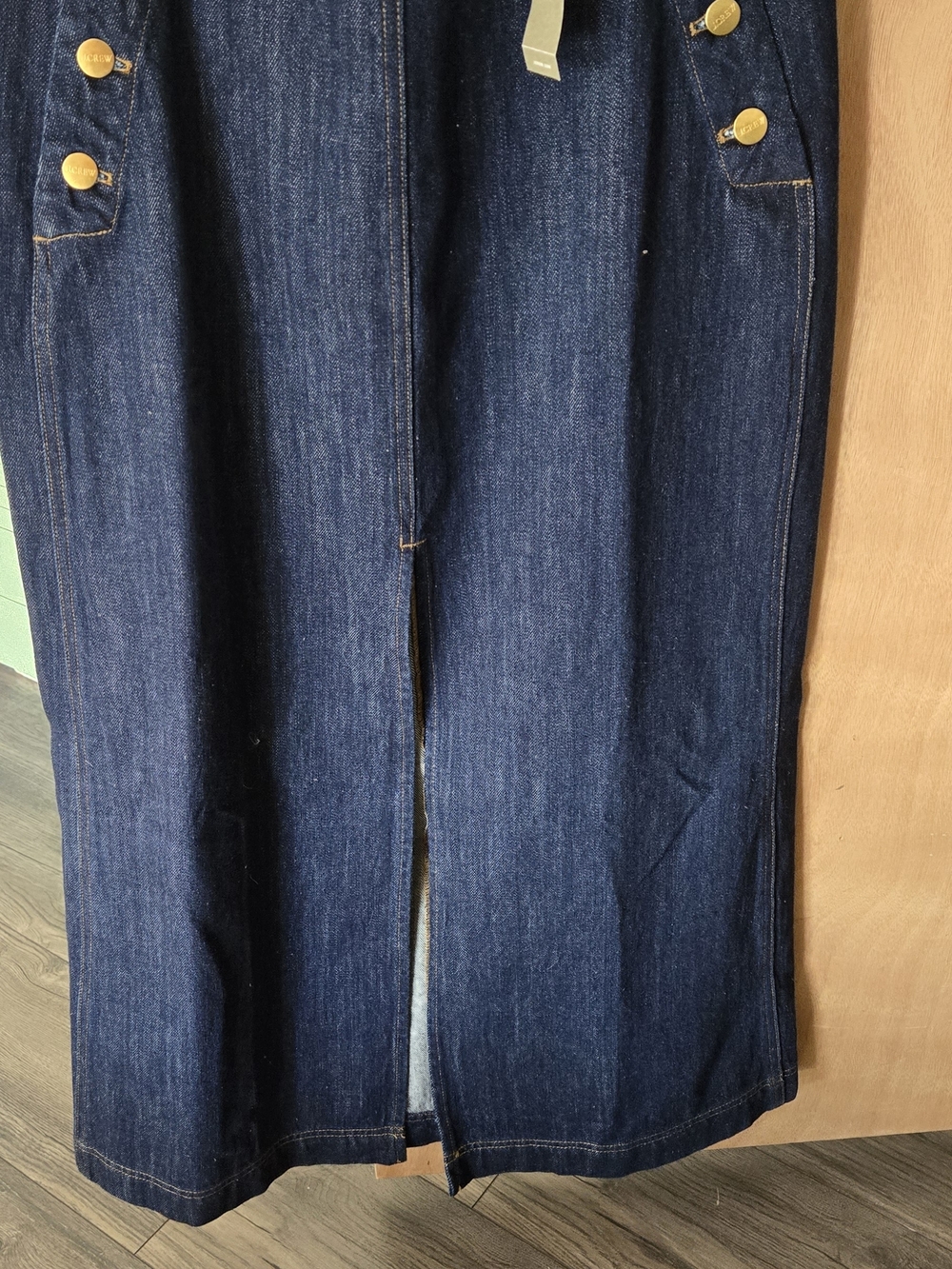 J. Crew Dark Indigo Denim Skirt with Contrast Stitching
